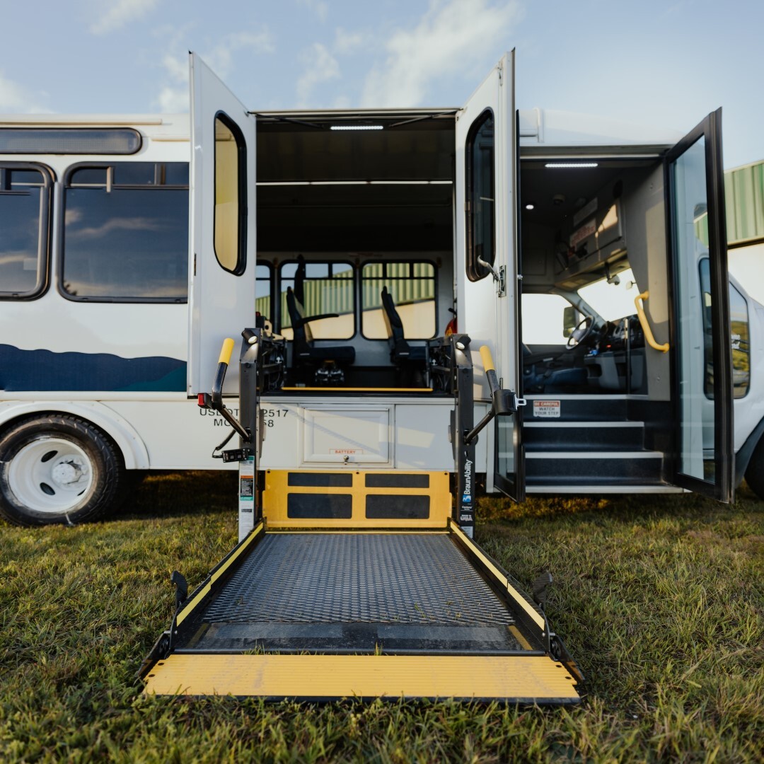 Photo of shuttle ramp on RCT bus that is used to lift wheelchairs